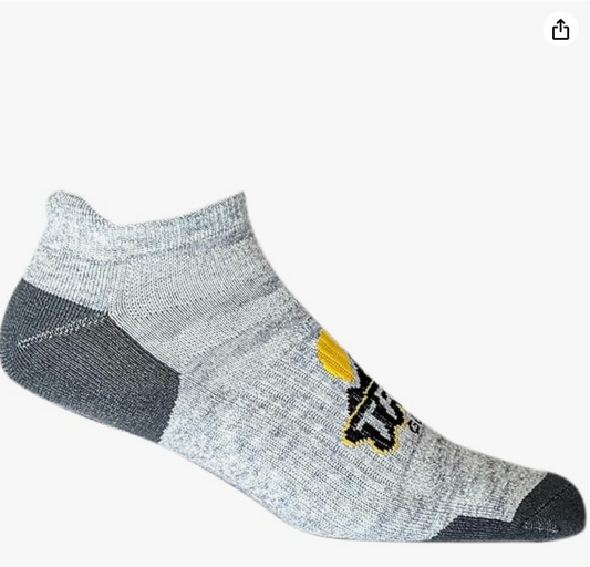 Trekgear Merino Wool Hiking Socks No-Show - Gray LARGE Size.