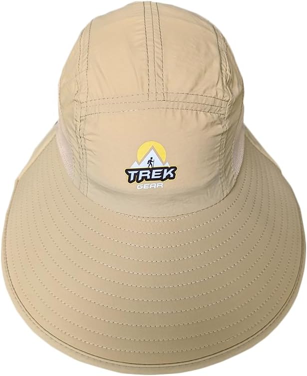 TrekGear Wide Brim UV Protection Sun Hats for Hiking with Large Neck Flap for Women and Men Khaki Color