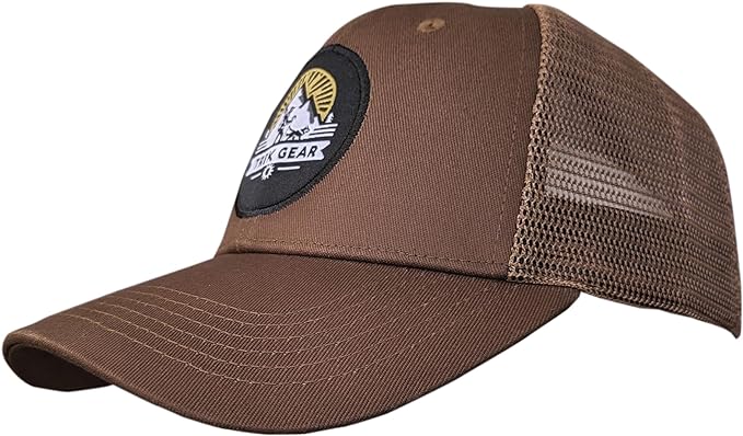 TrekGear Cap Cotton Canvas and Mesh Adjustable Sun Protection Cap with Embroidered Trek Gear Logo for Men and Women.  Green, Blue, Brown, and Black