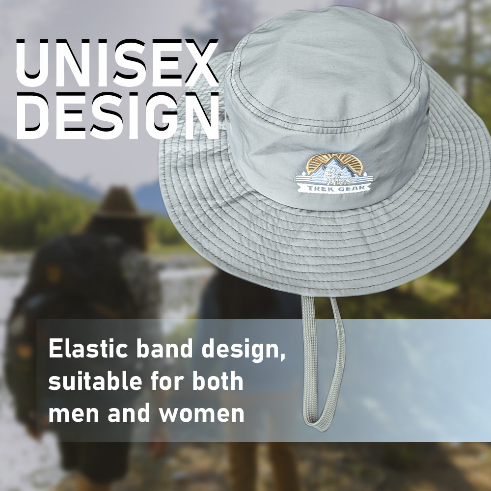 Trekgear Round Sun Hat Gray Color - Perfect for Hiking and Outdoor Adventures