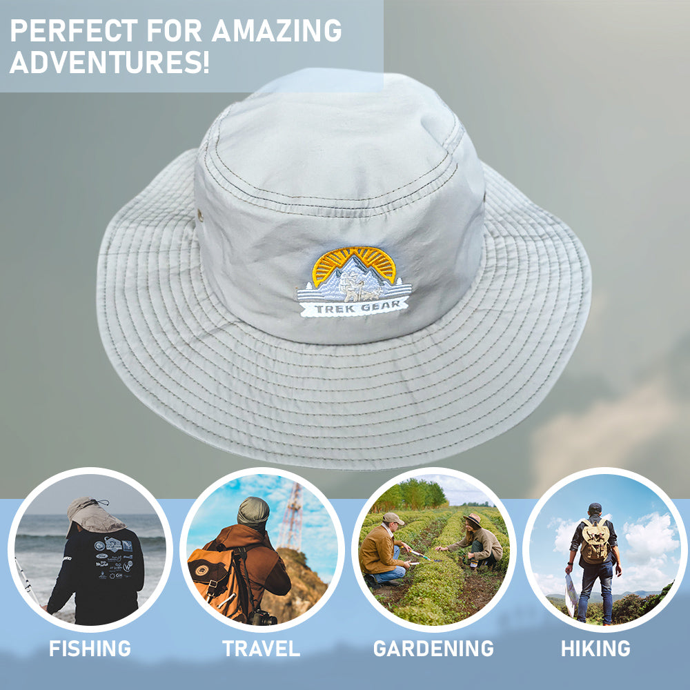 Trekgear Round Sun Hat Gray Color - Perfect for Hiking and Outdoor Adventures